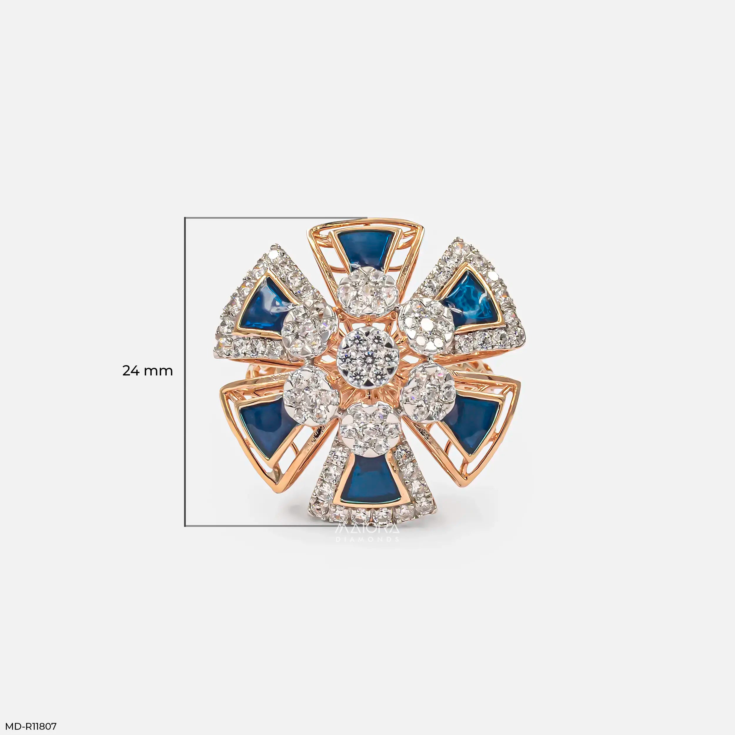 Kinetic Enameling Cluster Diamond Cocktail Ring Platinum 950