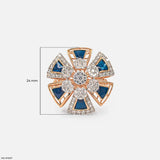 Kinetic Enameling Cluster Diamond Cocktail Ring 14K White Gold