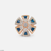 Kinetic Enameling Cluster Diamond Cocktail Ring Platinum 950