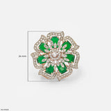 Emerald Blossom Diamond Cocktail Ring 9K White Gold