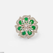 Emerald Blossom Diamond Cocktail Ring