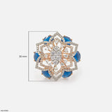 Victorian Blue Sapphire Halo Diamond Cocktail Ring Platinum 950