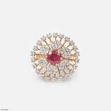 Clusters Ruby Floral Diamond Cocktail Ring Platinum 950