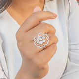 Gilded Cluster Petal Diamond Cocktail Ring Platinum 950