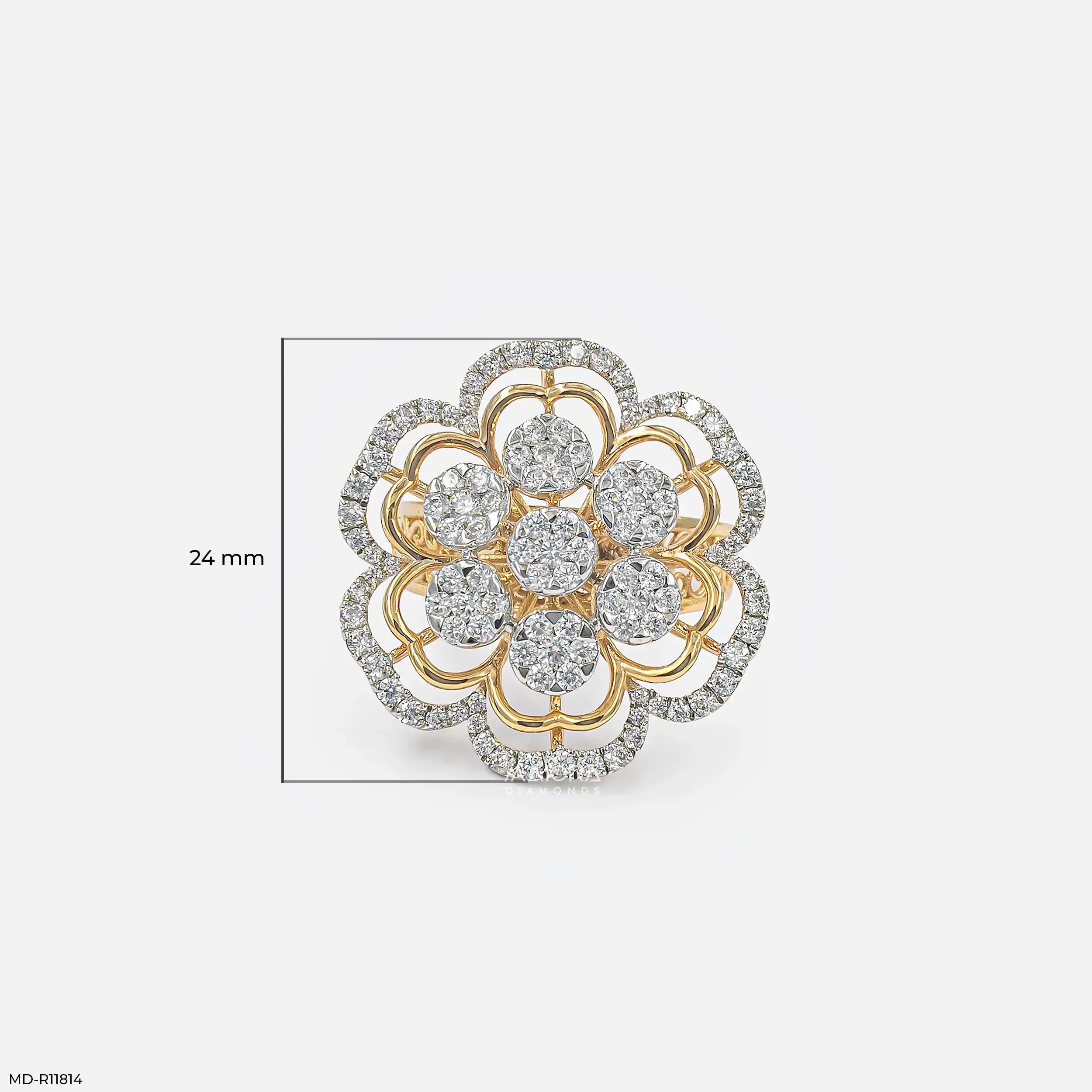 Gilded Cluster Petal Diamond Cocktail Ring Platinum 950