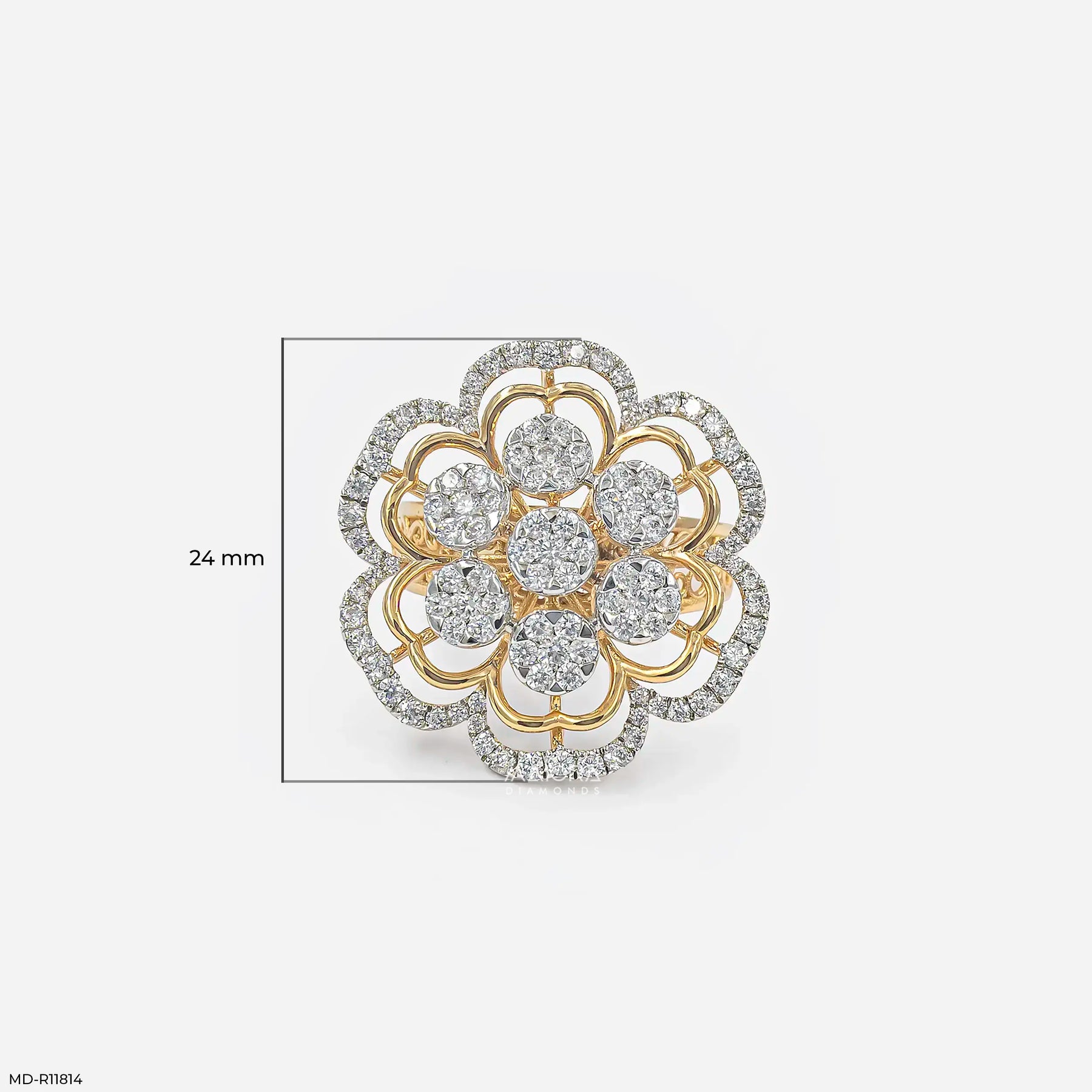 Gilded Cluster Petal Diamond Cocktail Ring Platinum 950