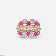 Parallel Ruby Row Diamond Cocktail Ring 18K White Gold