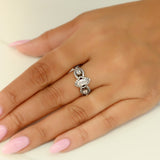 The Trio-Crimson Elliptical Ring 14K White Gold