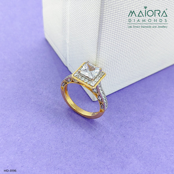 Fashion Halo Diamond Ring 18K Yellow Gold