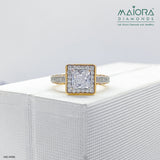 Fashion Halo Diamond Ring 18K Yellow Gold