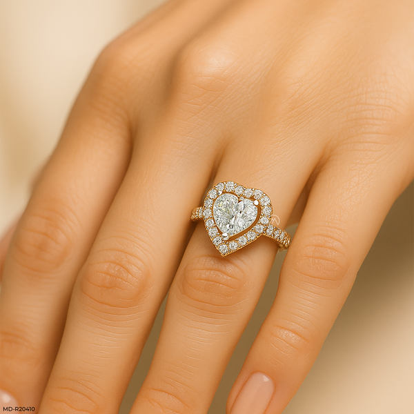5 Carat Halo Heart Diamond Rings 14K White Gold