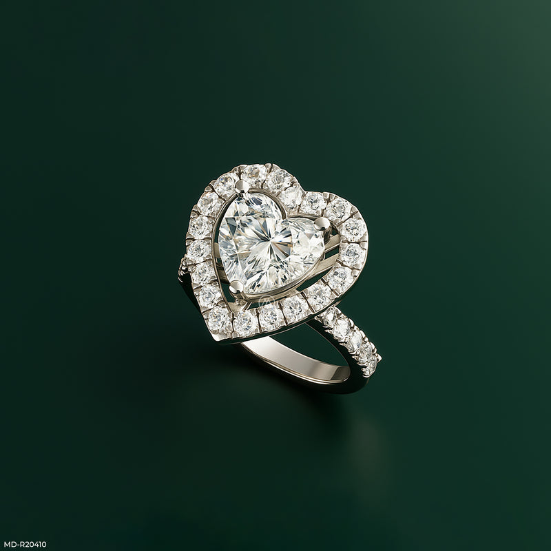 5 Carat Halo Heart Diamond Rings 14K Yellow Gold