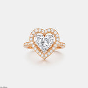 5 Carat Halo Heart Diamond Rings 14K Rose Gold