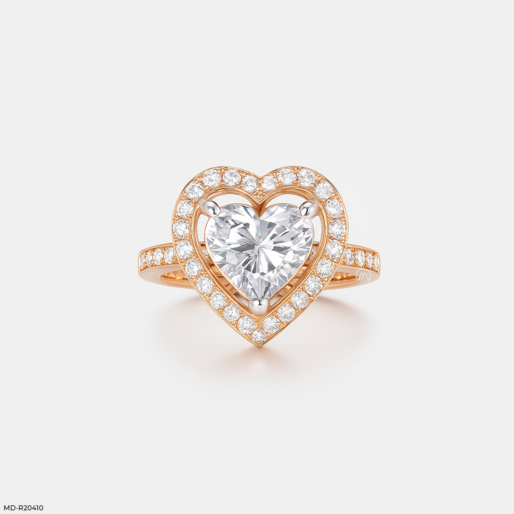 Carat Halo Heart Diamond Rings 14K White Gold