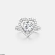 5 Carat Halo Heart Diamond Rings 14K White Gold