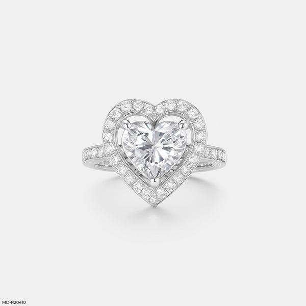 5 Carat Halo Heart Diamond Rings 14K White Gold