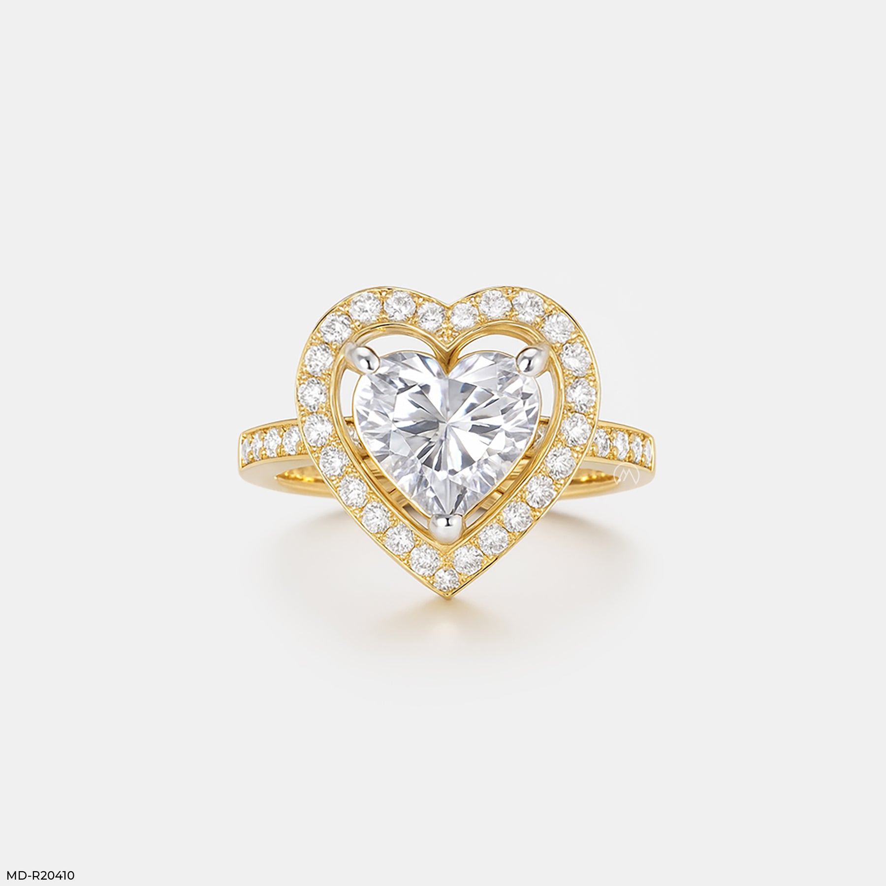 5 Carat Halo Heart Diamond Rings 14K Yellow Gold