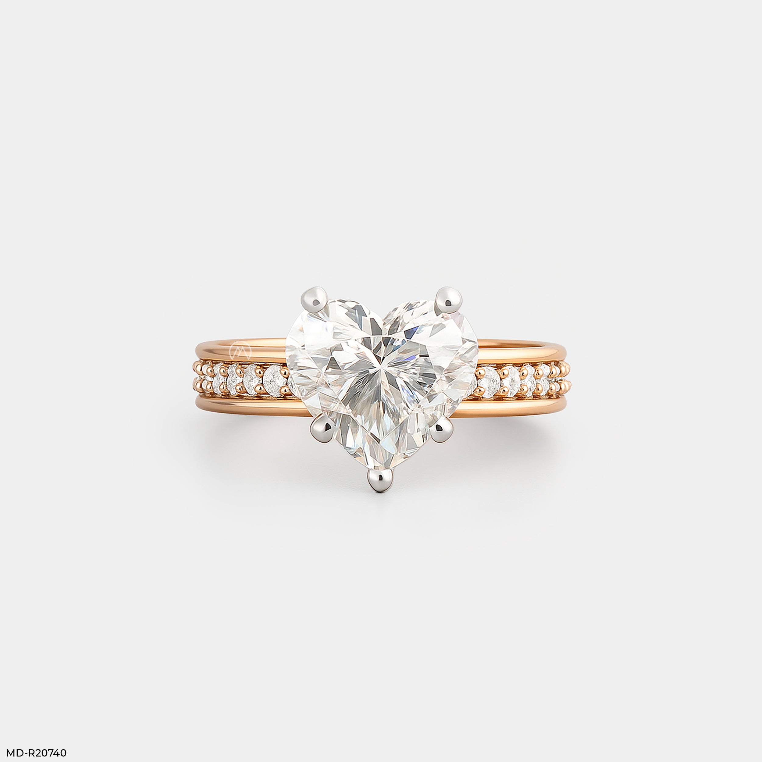 Heart-Shaped Diamond Solitaire Ring 14K Rose Gold