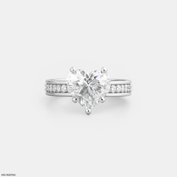 Heart-Shaped Diamond Solitaire Ring Platinum 950