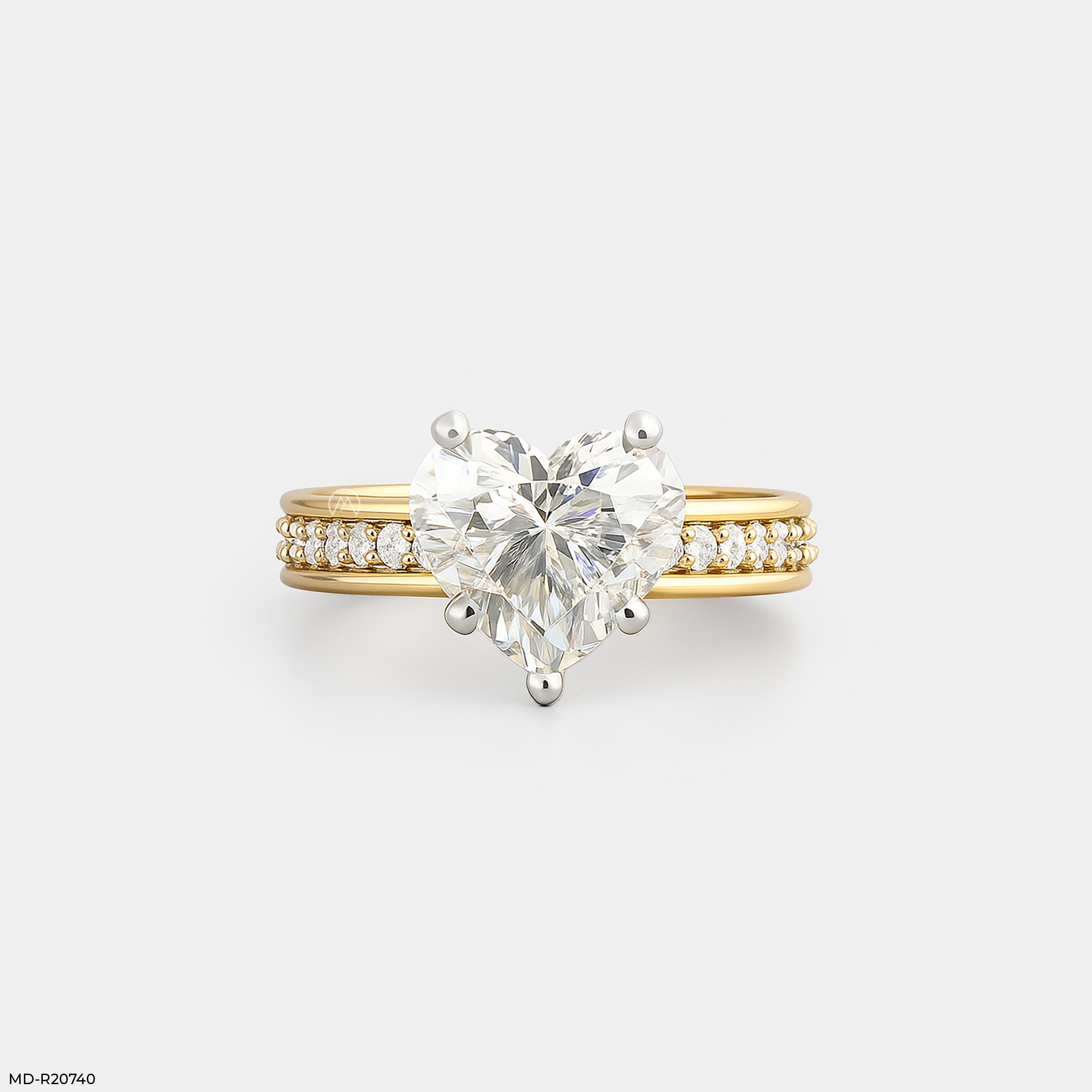Heart-Shaped Diamond Solitaire Ring 9K Yellow Gold