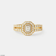 Emerald Cut Diamond Double Halo Ring