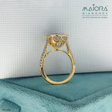 Glowy Emerald Diamond Ring 14K Yellow Gold