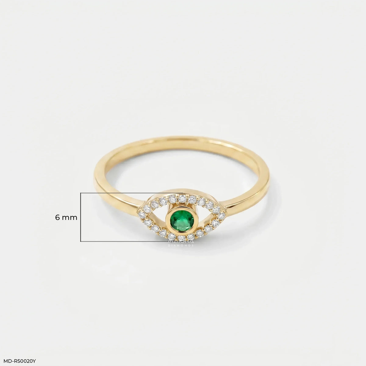 Eye Round Emerald Diamond Ring