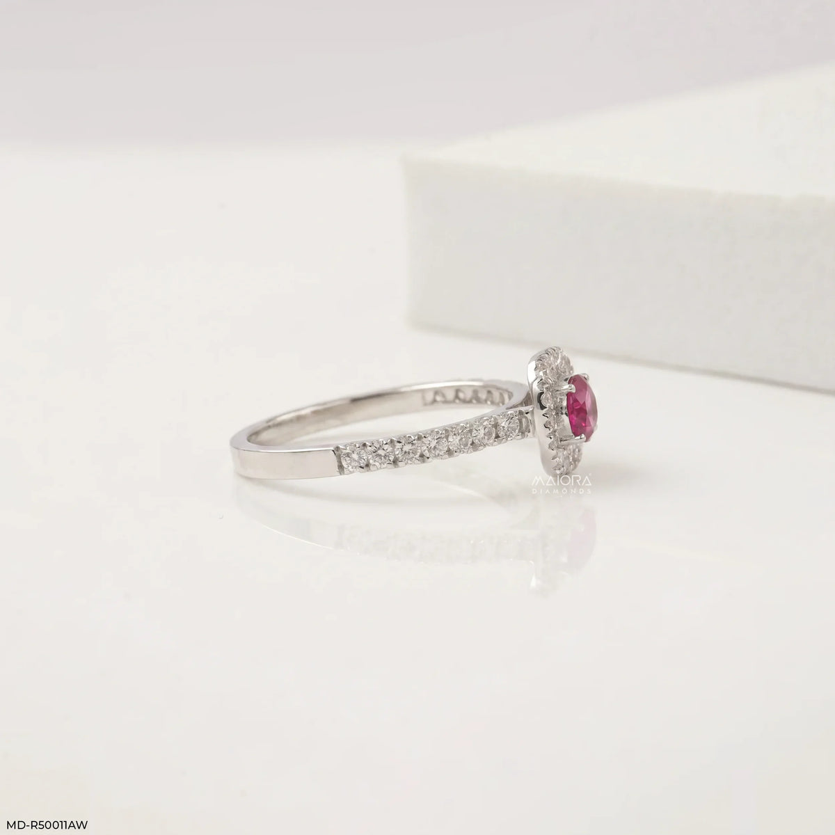 Timeless Round Halo Ruby Diamond Ring