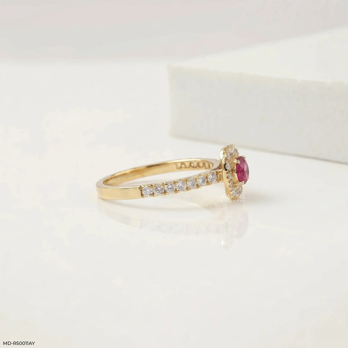 Stunning Round Ruby Halo Diamond Ring