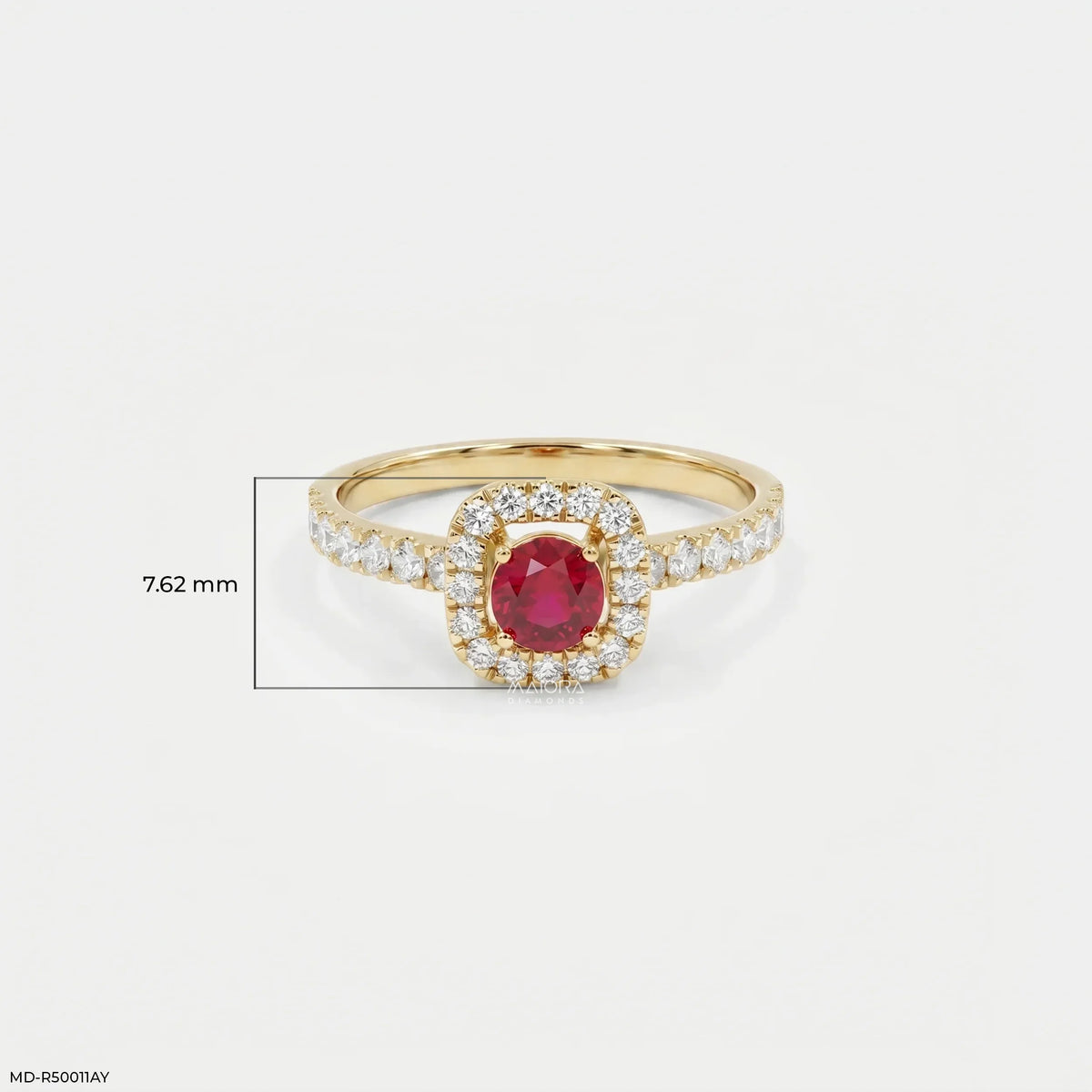 Stunning Round Ruby Halo Diamond Ring