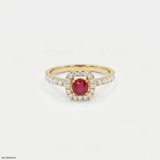 Stunning Round Ruby Halo Diamond Ring