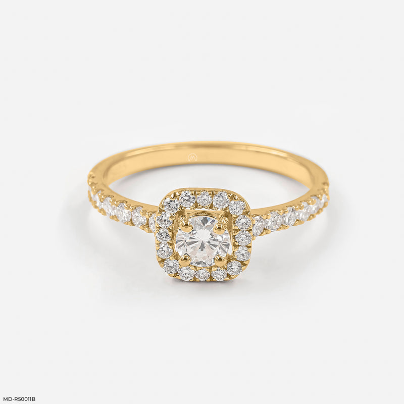 Cushion Halo Ring 14K Yellow Gold