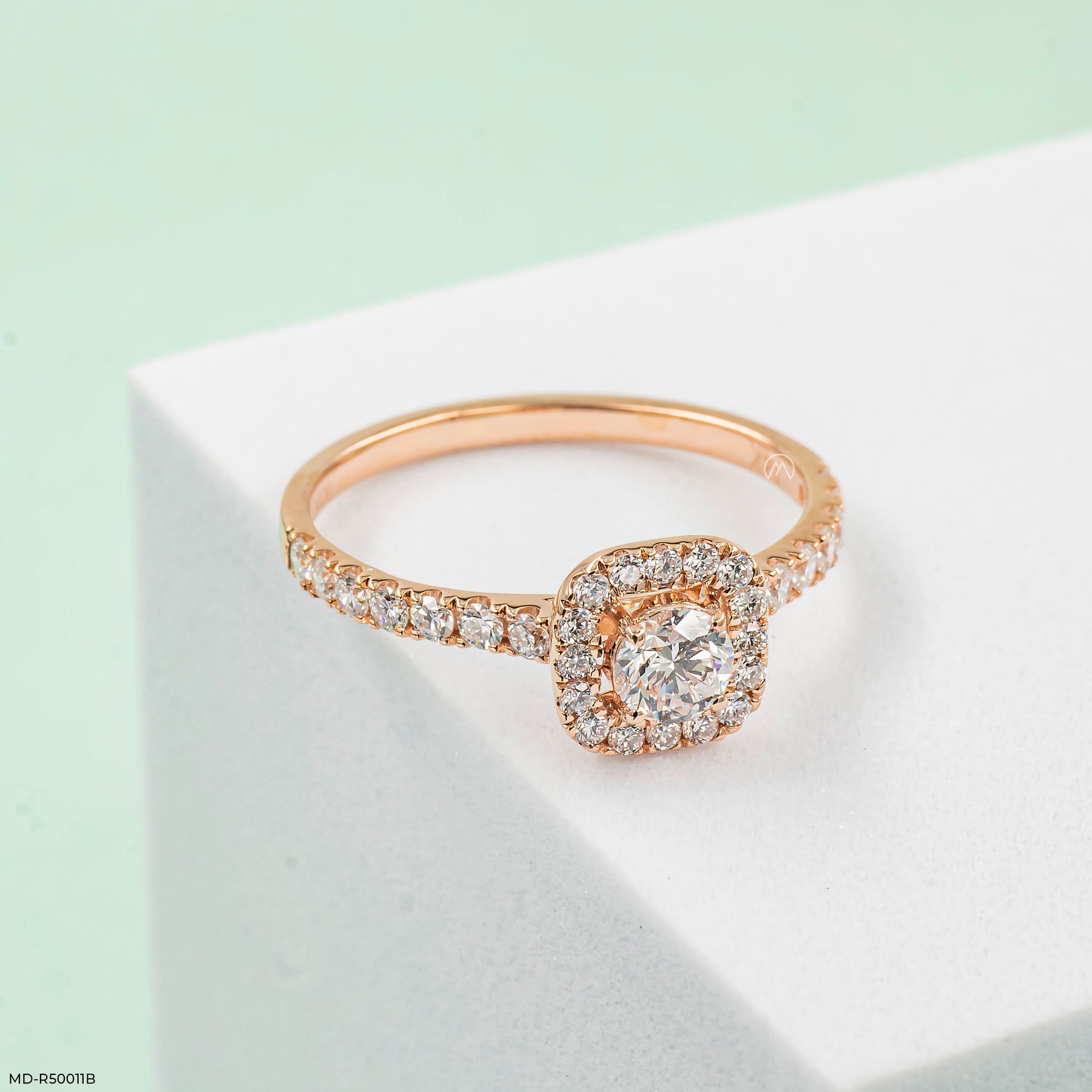 Cushion Halo Ring 14K Yellow Gold