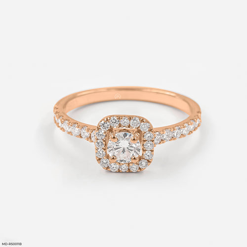 0.5 Carat Aurora Halo Lab Diamond Ring 14K Rose Gold