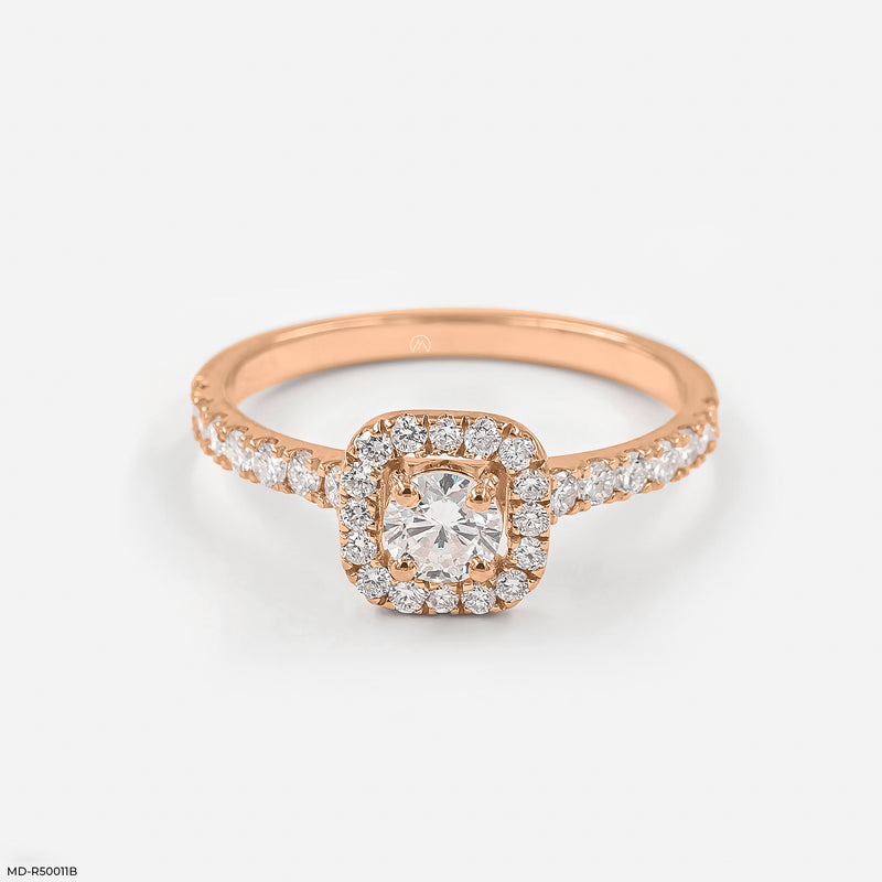 0.5 Carat Aurora Halo Lab Diamond Ring 14K Rose Gold