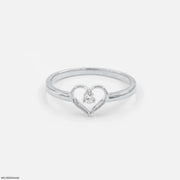 Dainty Heart Round Diamond Ring