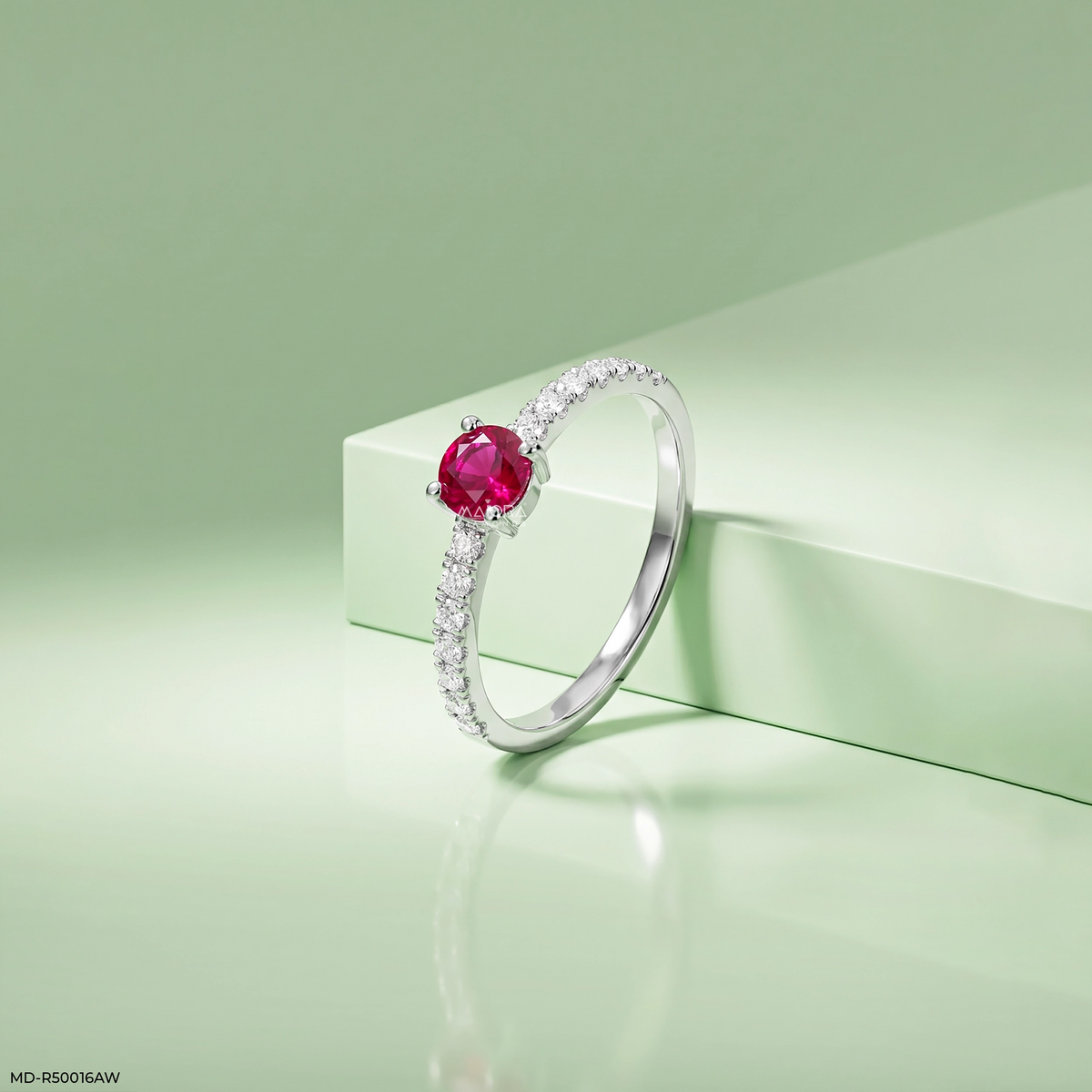 Delicate Round Ruby Diamond Ring