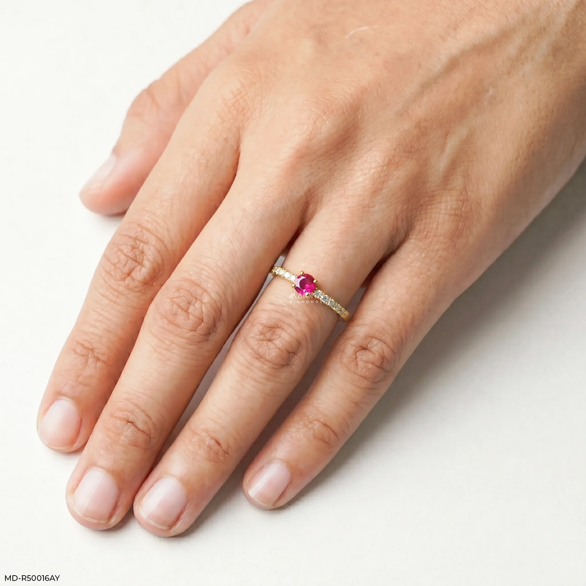 Precious Round Ruby Diamond Ring