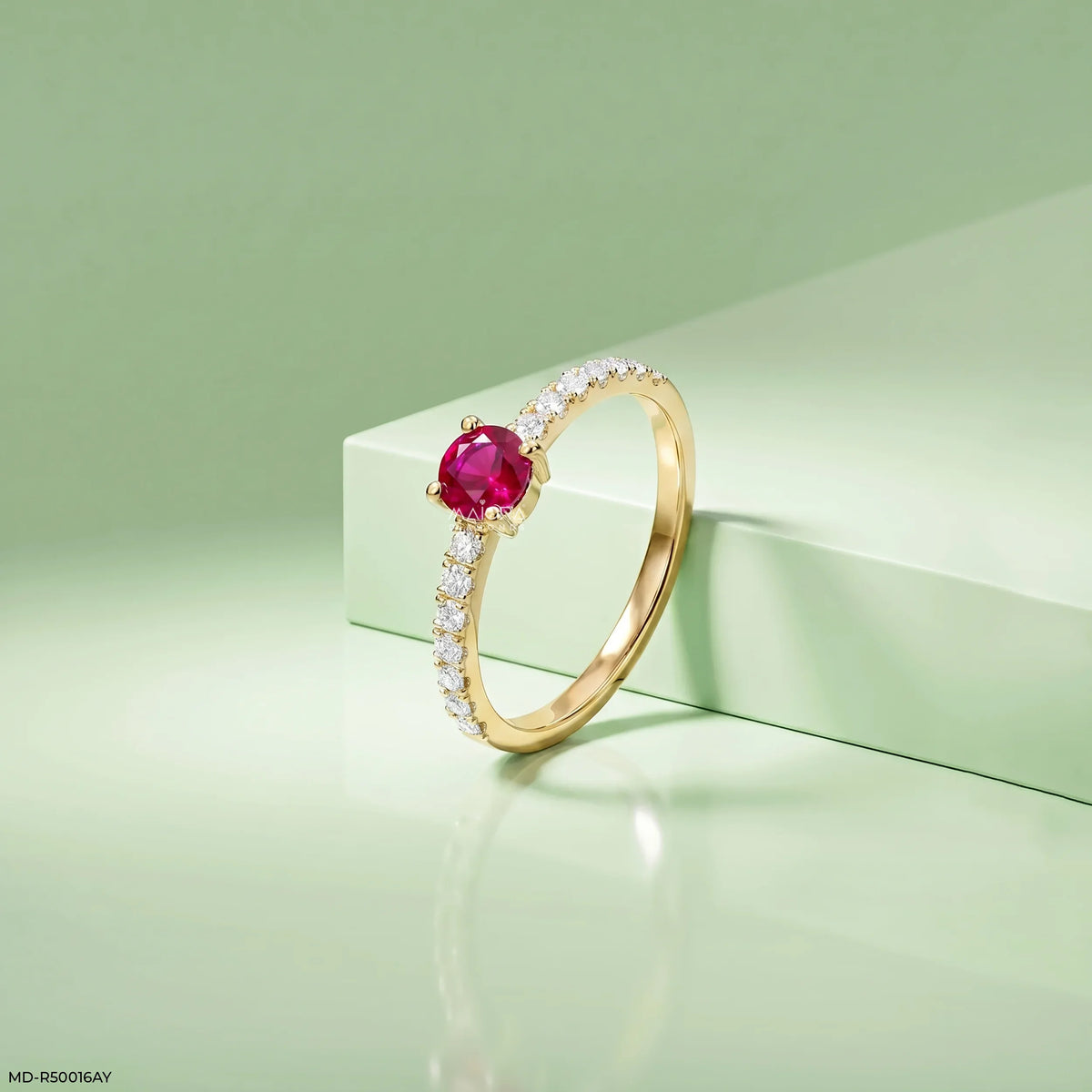 Precious Round Ruby Diamond Ring
