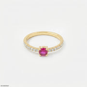 Precious Round Ruby Diamond Ring