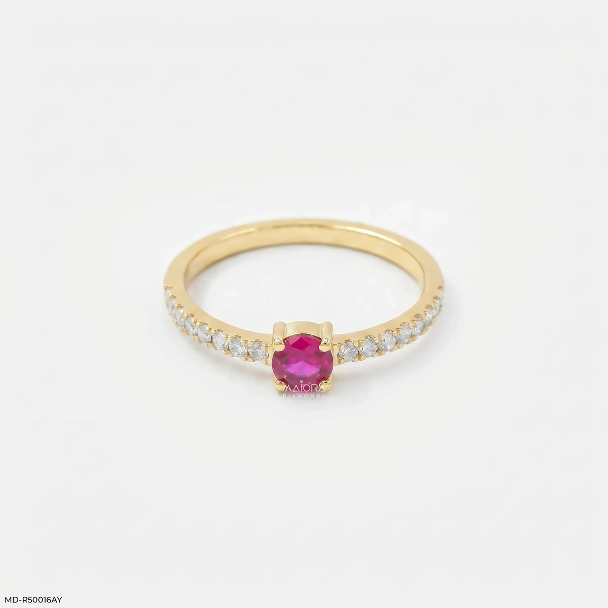Precious Round Ruby Diamond Ring