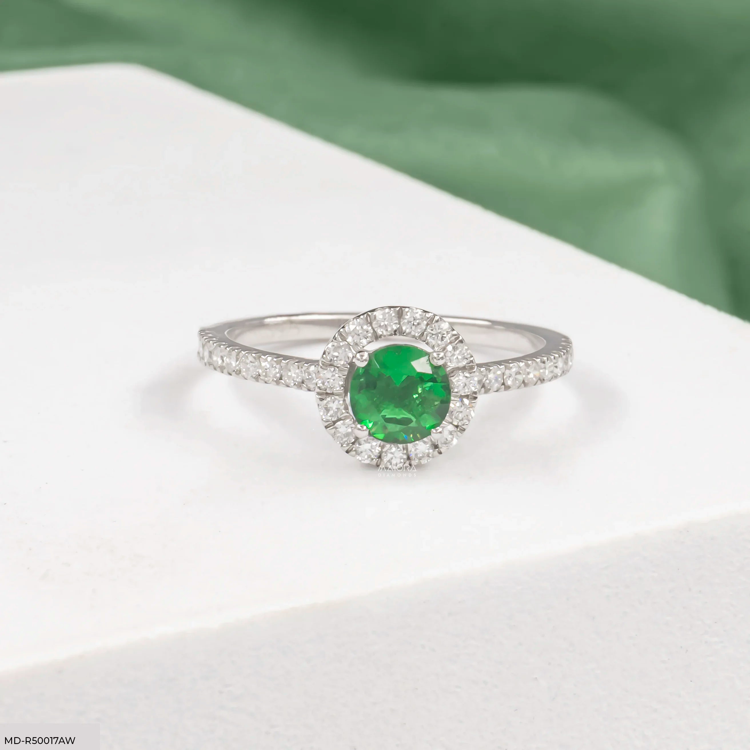 Emerald Bloom Halo Lab Diamond Ring