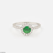 Emerald Bloom Halo Lab Diamond Ring 925 Sterling Silver