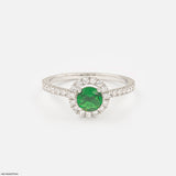 Emerald Bloom Halo Lad Diamond Ring 925 Sterling Silver