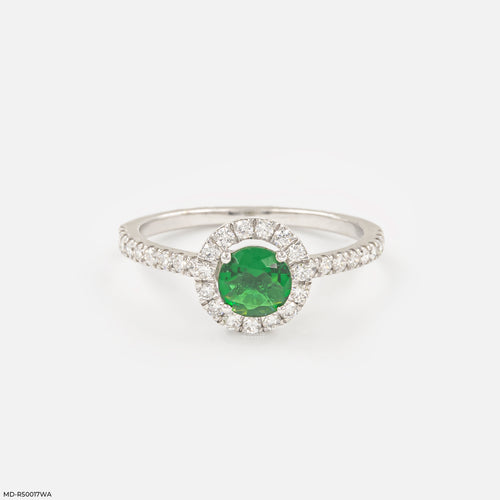 Emerald Bloom Halo Lad Diamond Ring 925 Sterling Silver