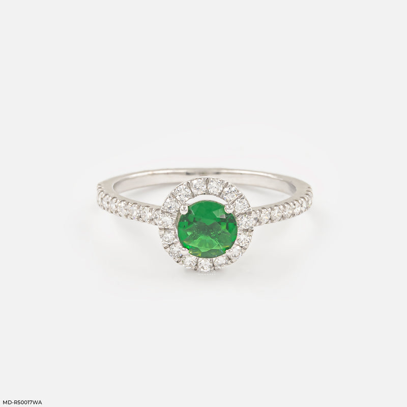 Emerald Bloom Halo Lad Diamond Ring 925 Sterling Silver