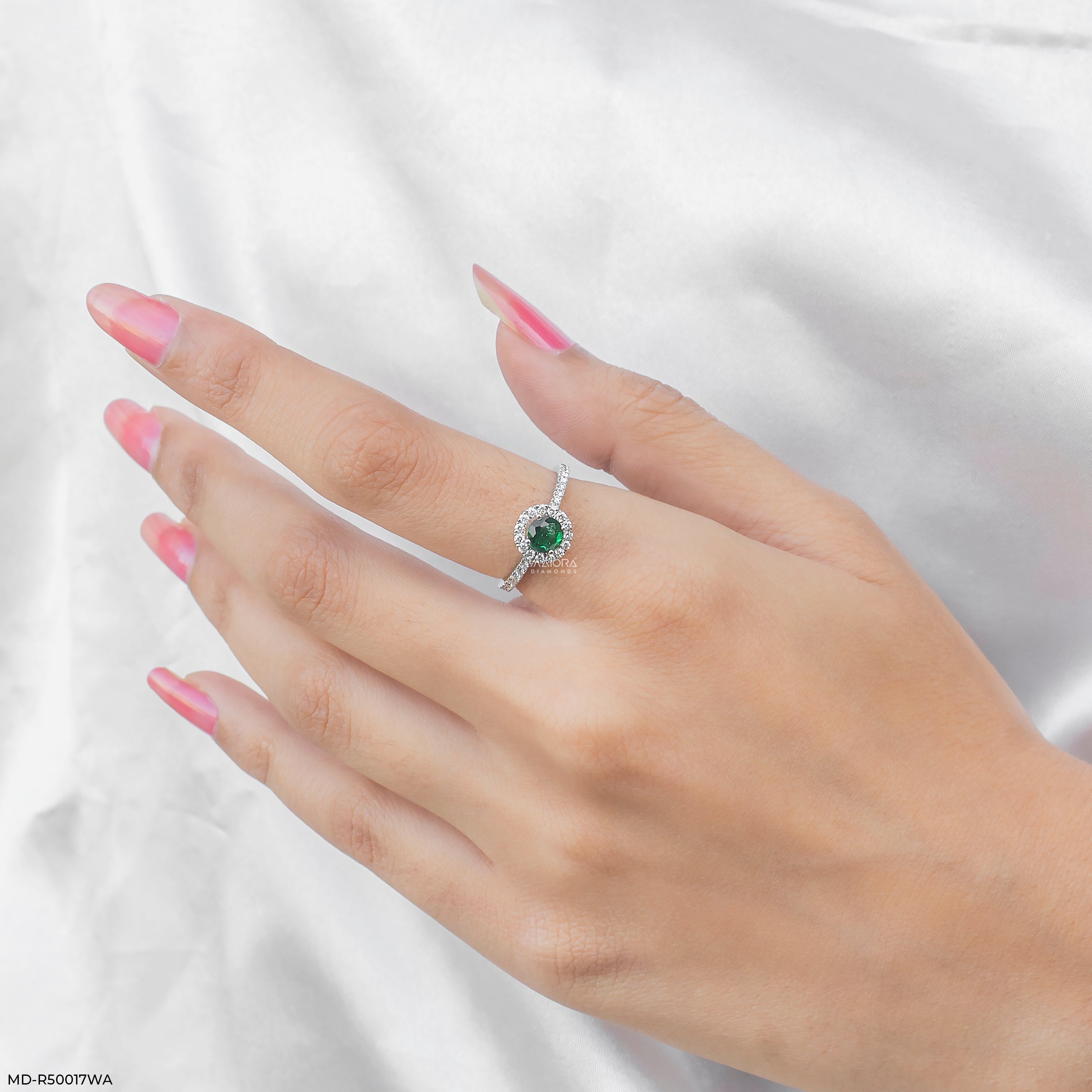 Emerald Bloom Halo Lab Diamond Ring 925 Sterling Silver