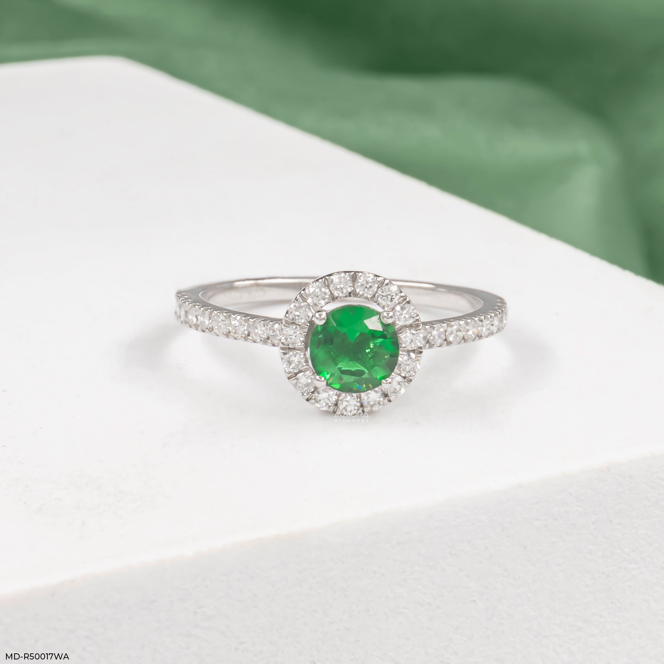 Emerald Bloom Halo Lab Diamond Ring 925 Sterling Silver