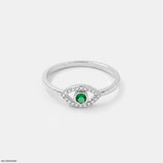 Evil Eye Round Emerald Diamond Ring