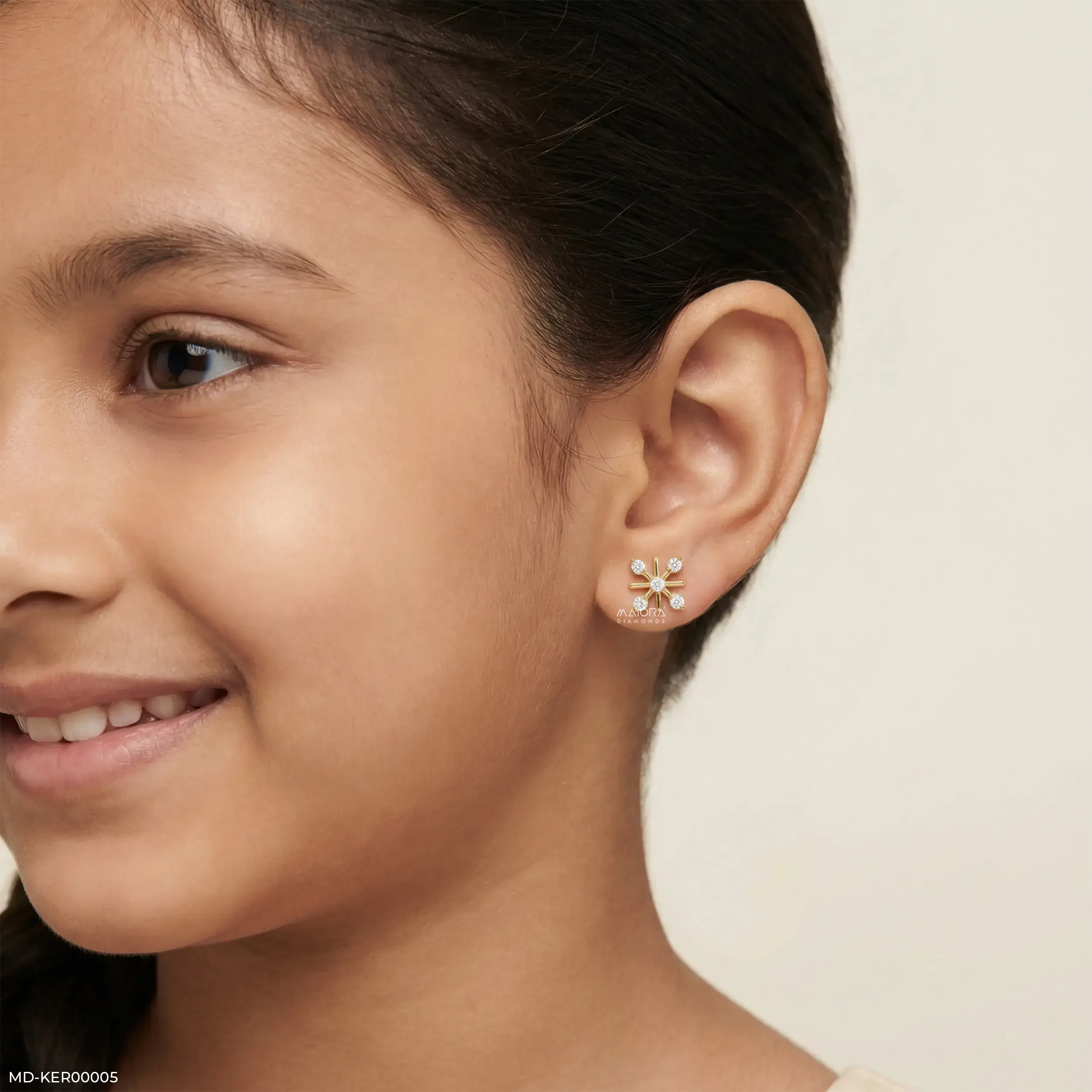 Magic Cross Kids Diamond Earrings 9K Yellow Gold